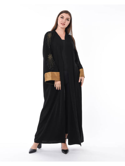 MOiSTREET Black Exotic Abaya Embellished with Hand Embroidery (6701407436984)