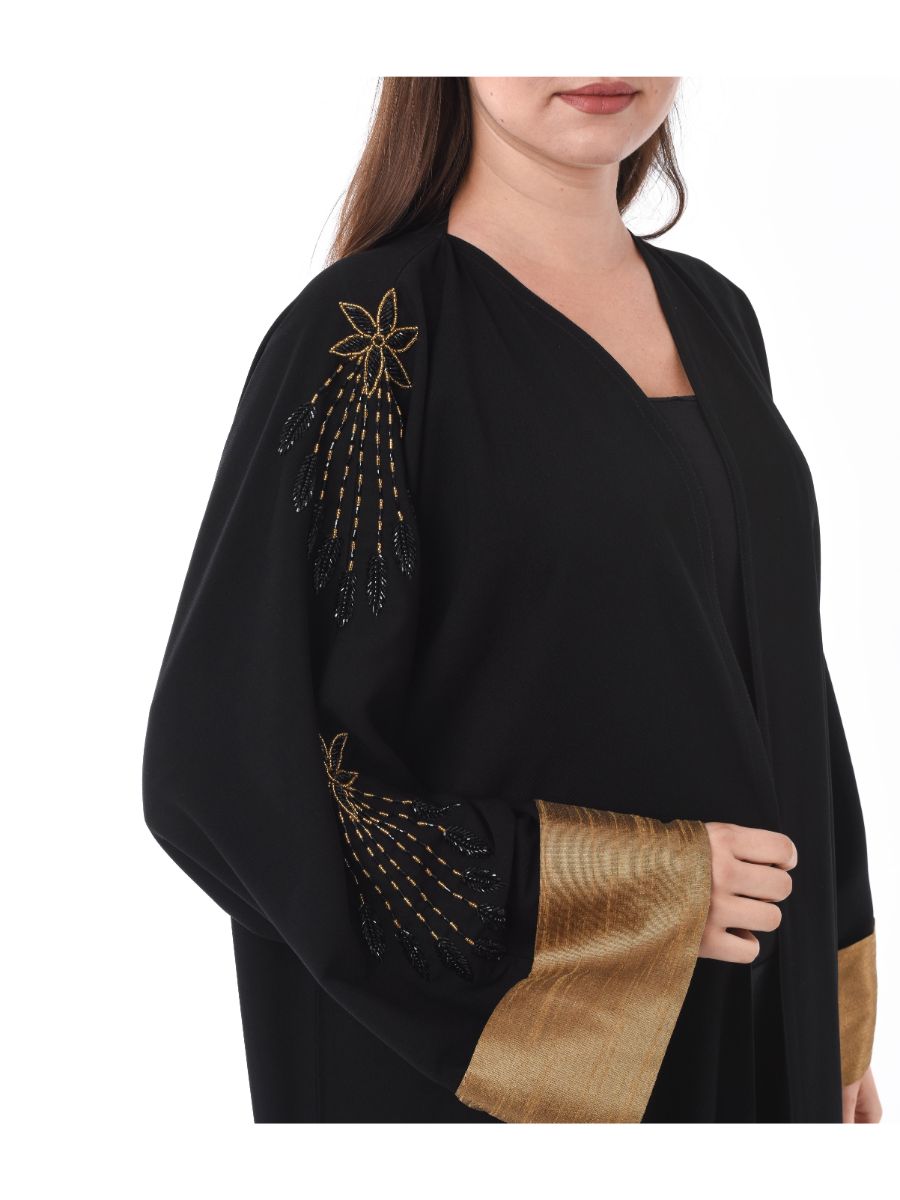 MOiSTREET Black Exotic Abaya Embellished with Hand Embroidery (6701407436984)