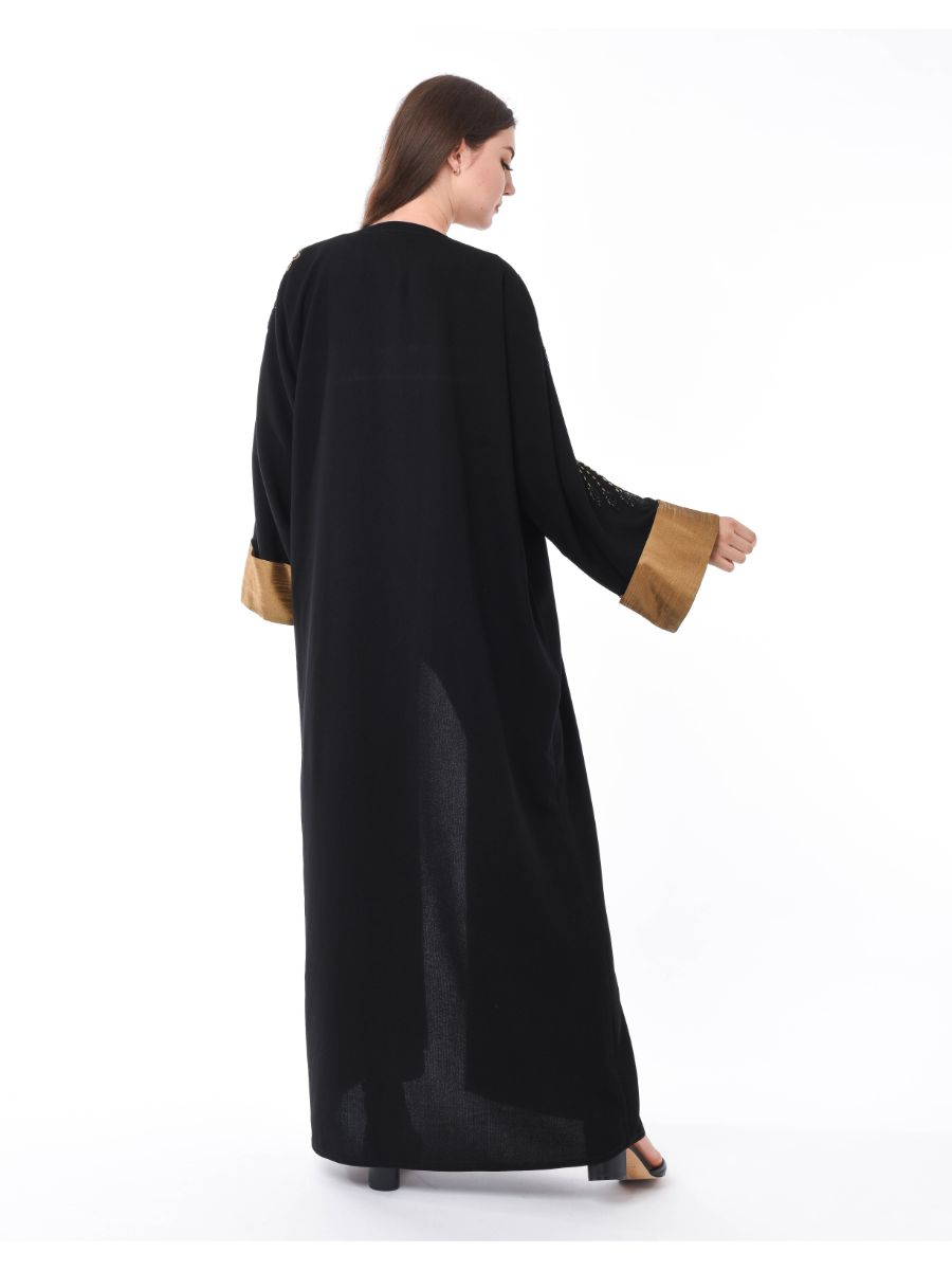 MOiSTREET Black Exotic Abaya Embellished with Hand Embroidery (6701407436984)