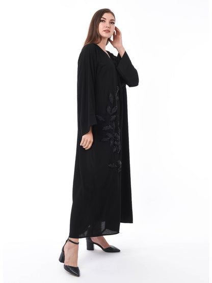 MOiSTREET Black Exotic Abaya with Hand Embroidery and Patchwork (6701407568056)