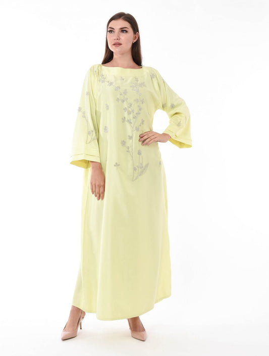 MOiSTREET Yellow Kaftan with Hand Embroidery (6701406716088)