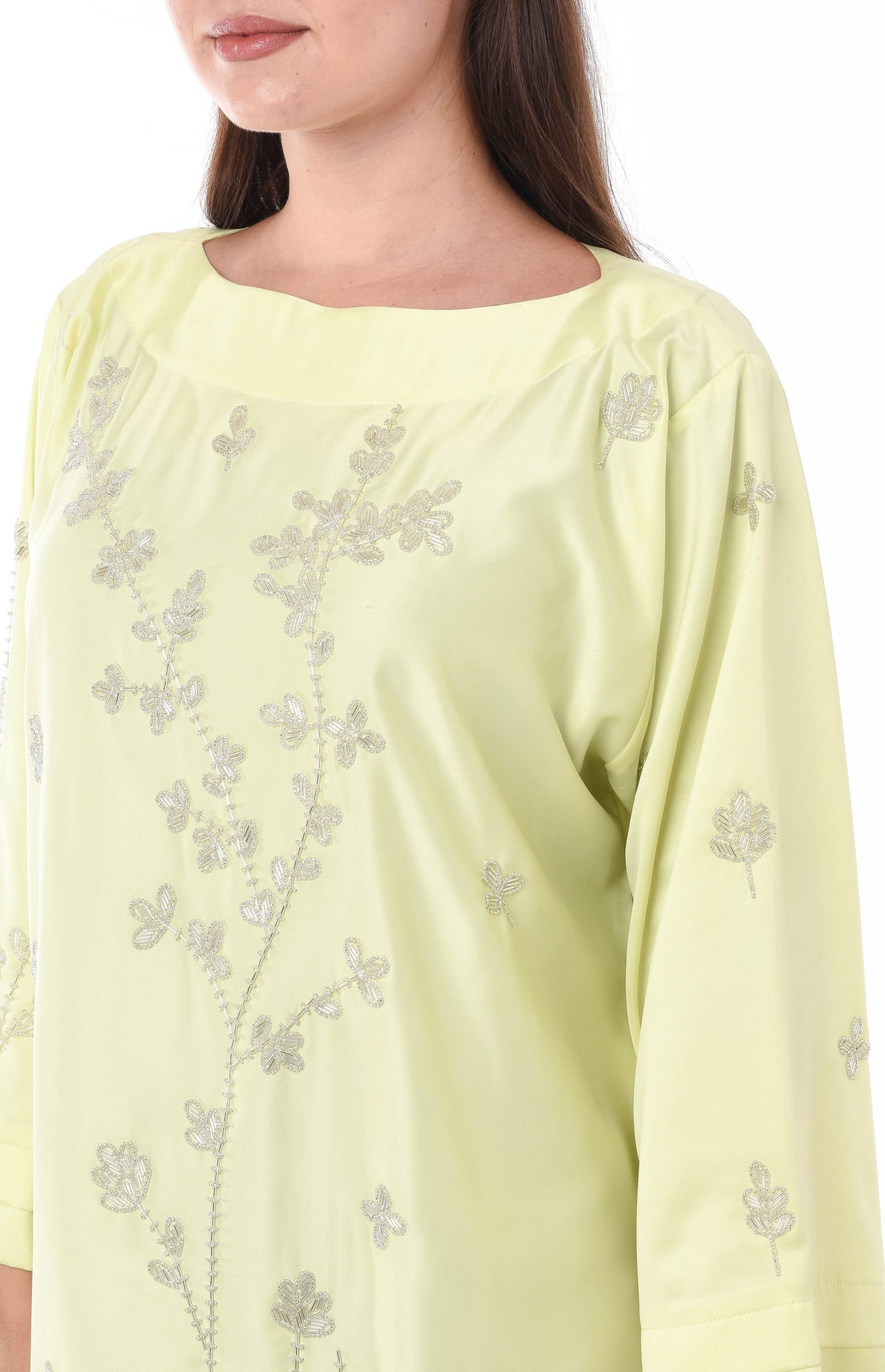 Yellow Kaftan with Hand Embroidery (6701406716088)