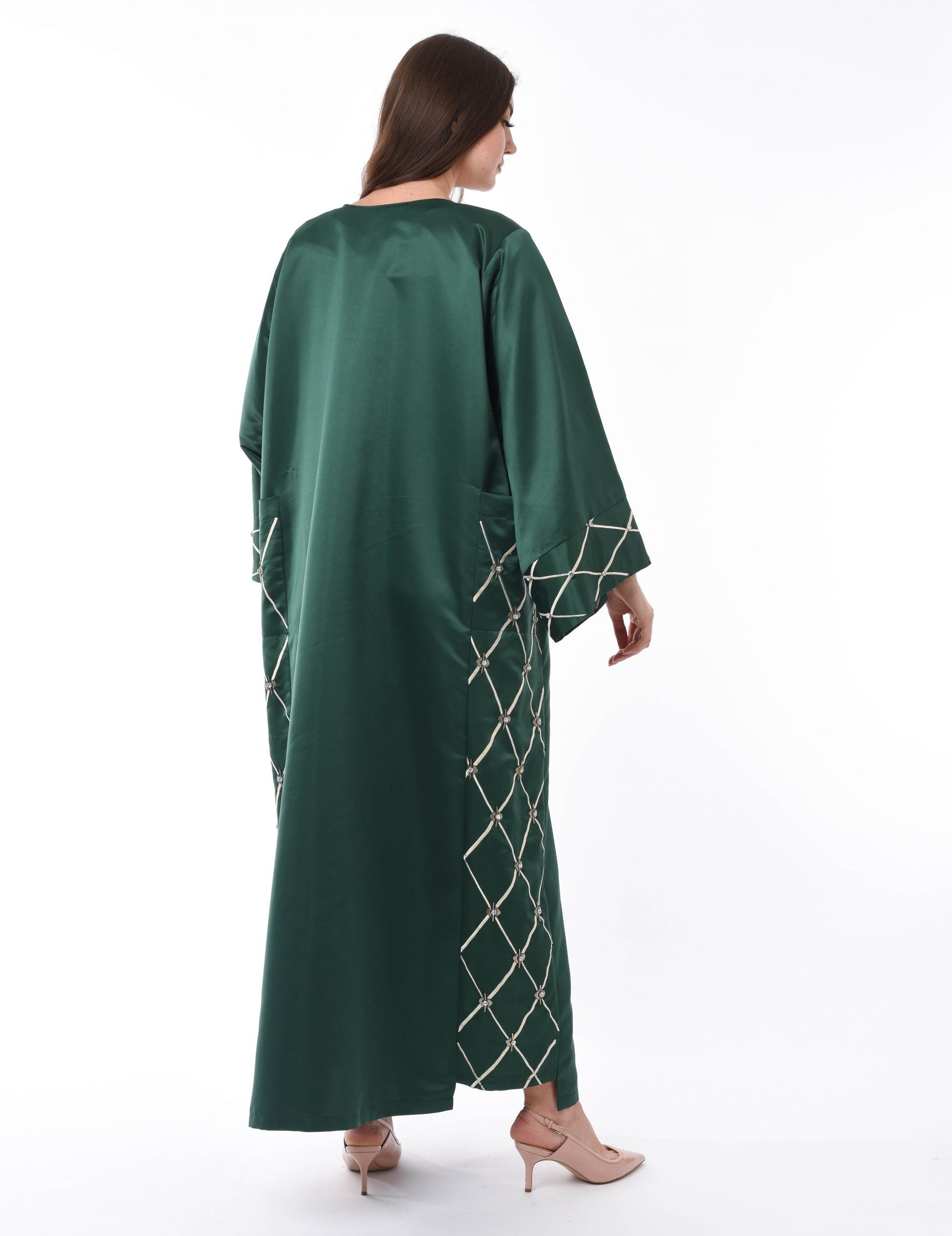 MOiSTREET Green Kaftan with Embroidery (6701406814392)