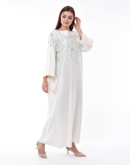MOiSTREET White Kaftan with Hand Embroidery (6701406879928)