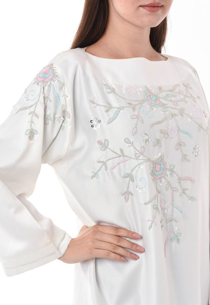 White Kaftan with Hand Embroidery (6701406879928)