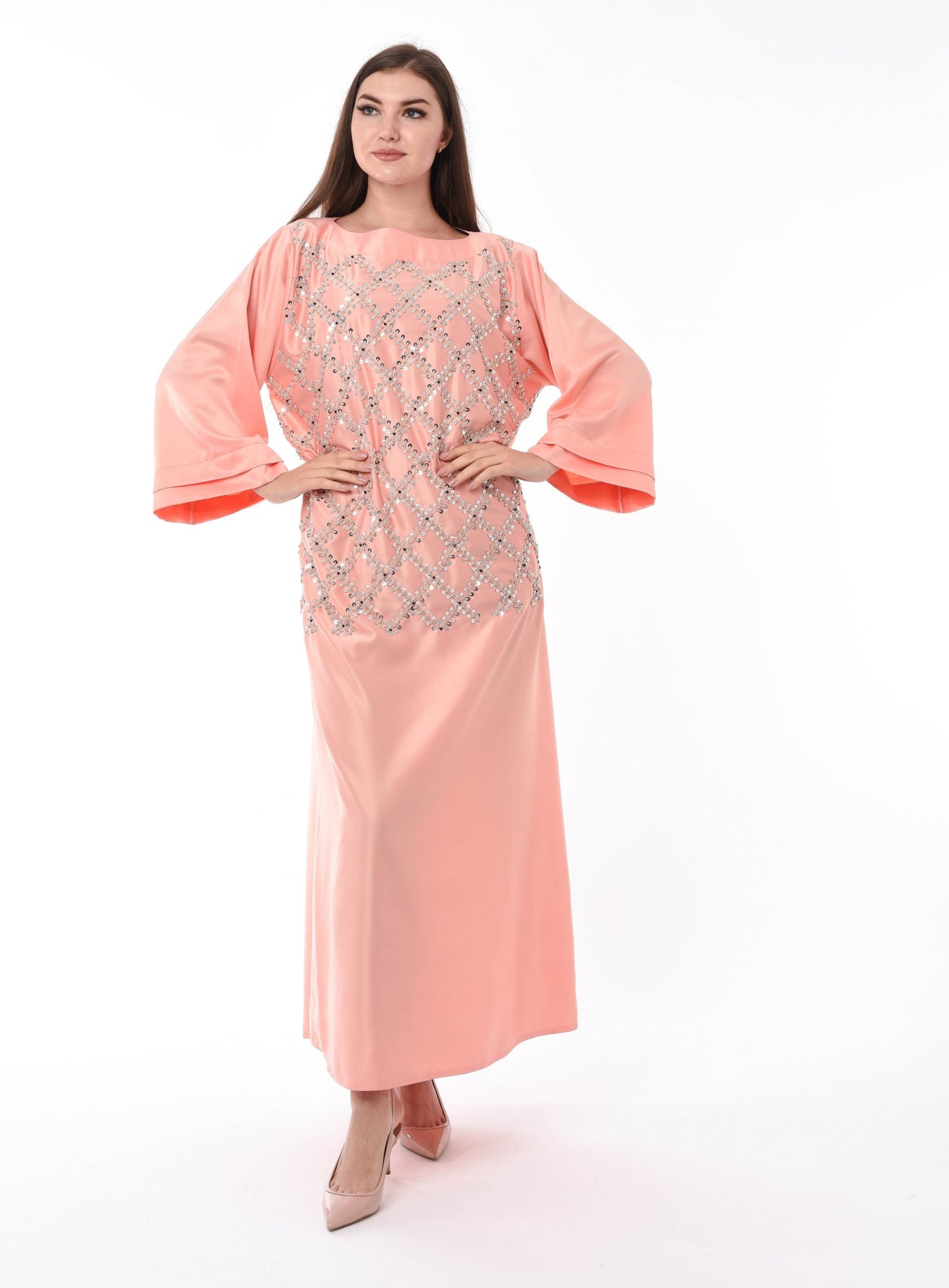 MOiSTREET Orange Kaftan with Hand Embroidery (6701416775864)