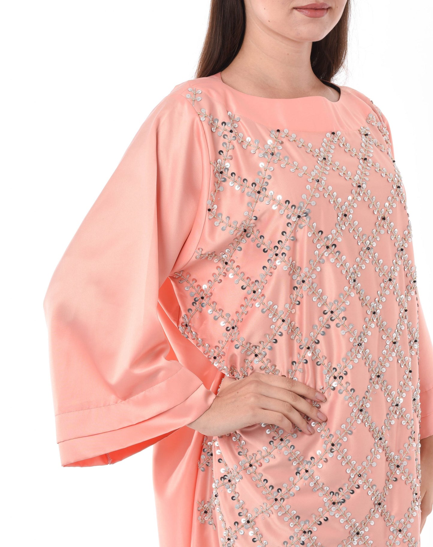 MOiSTREET Orange Kaftan with Hand Embroidery (6701416775864)