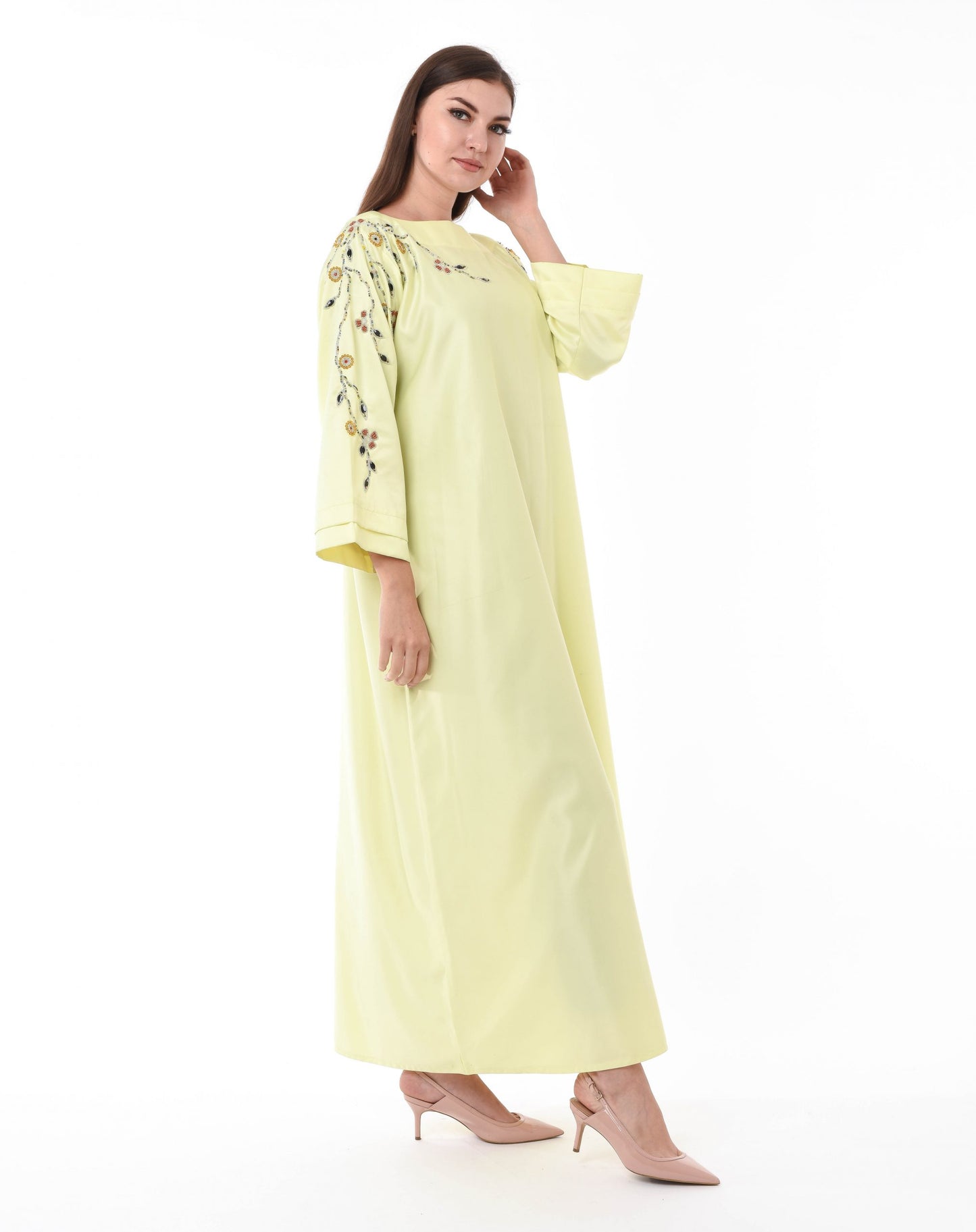 MOiSTREET Yellow Kaftan with Decorative Hand Embroidery (6701407011000)