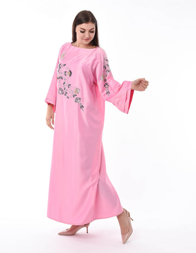 MOiSTREET Pink Kaftan with Embellished Hand Embroidery (6701407076536)