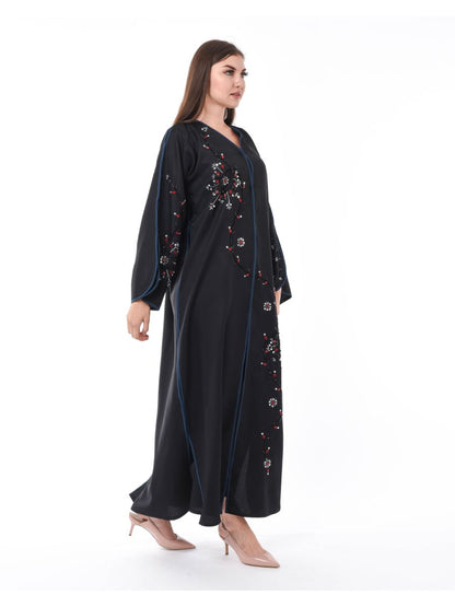 MOiSTREET Black Exotic Abaya with Decorative Hand Work (6701407731896)
