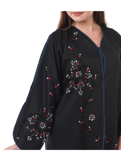 MOiSTREET Black Exotic Abaya with Decorative Hand Work (6701407731896)