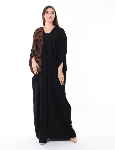 MOiSTREET Uniquely Styled Linen Black Abaya (6701407830200)