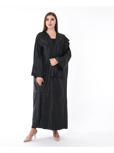 MOiSTREET Uniquely Styled Black Pleated Abaya (6701407928504)
