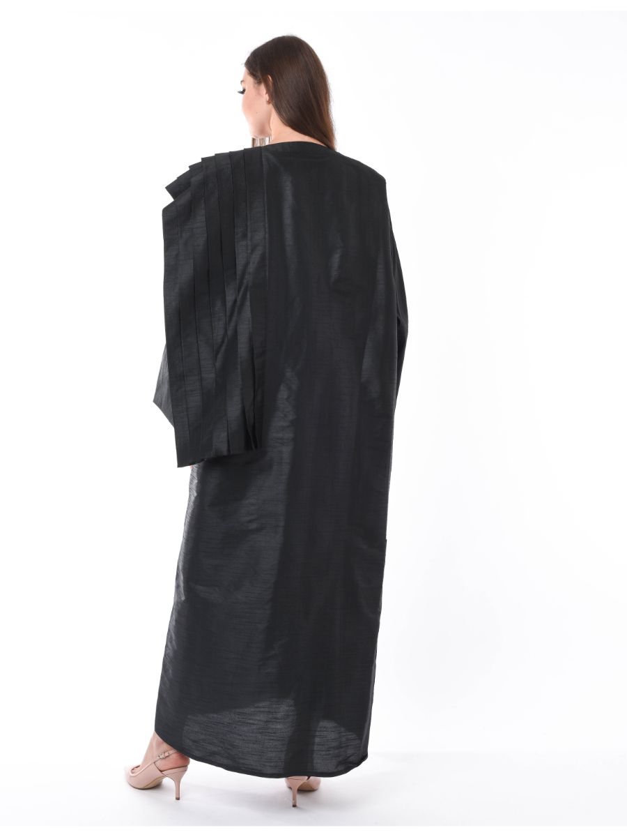 MOiSTREET Uniquely Styled Black Pleated Abaya (6701407928504)