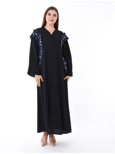 Shop Uniquely Styled Black Pleated Abaya with Hand Work (6701407994040)