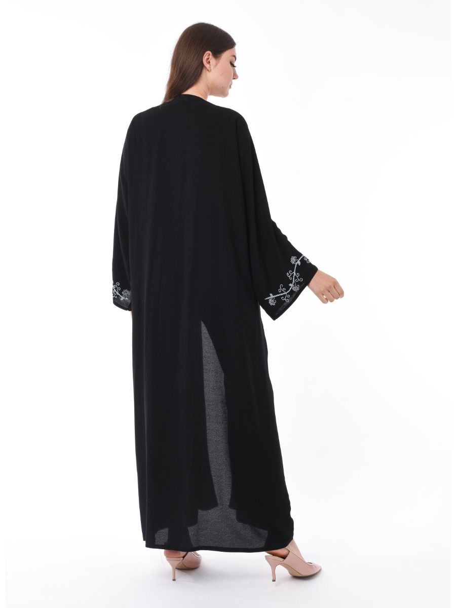 MOiSTREET Black Abaya with Floral Embroidery (6701408026808)