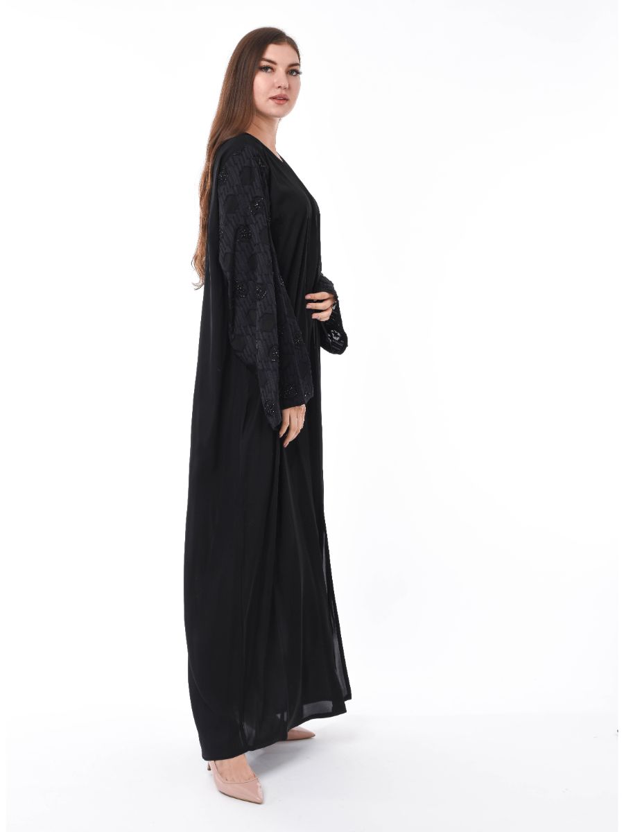 MOiSTREET Black Abaya with Hand Work (6701408092344)