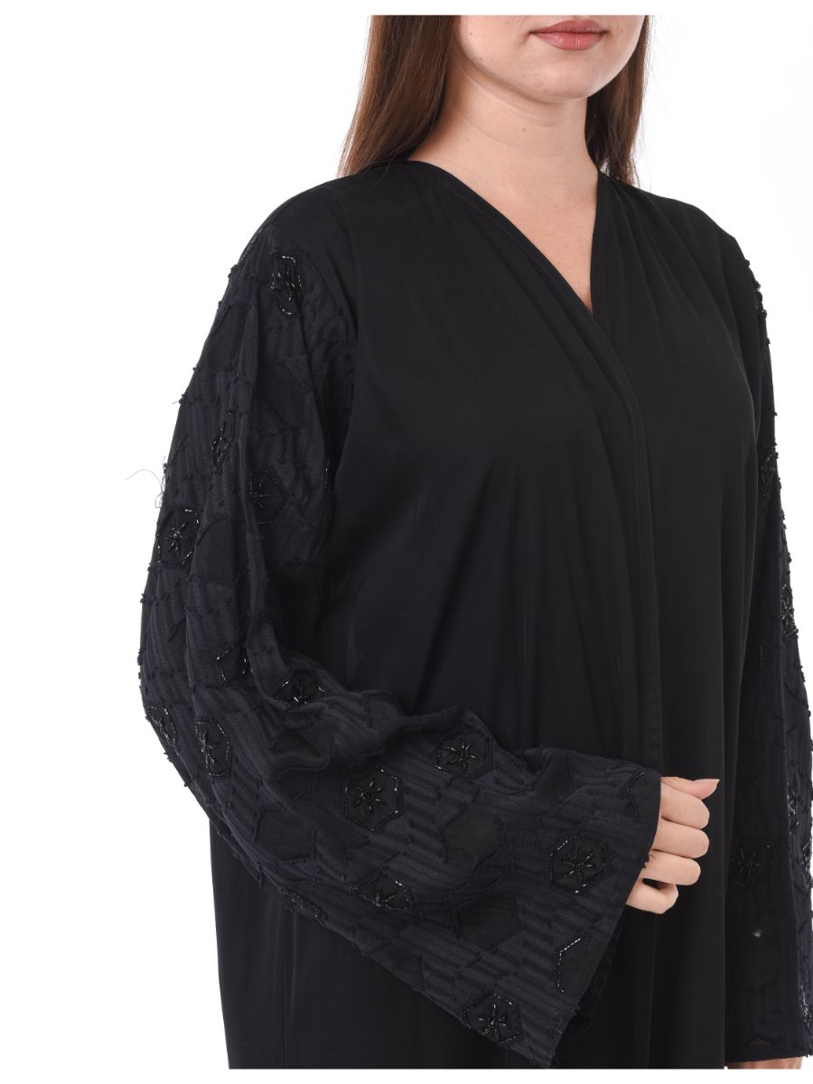 MOiSTREET Black Abaya with Hand Work (6701408092344)