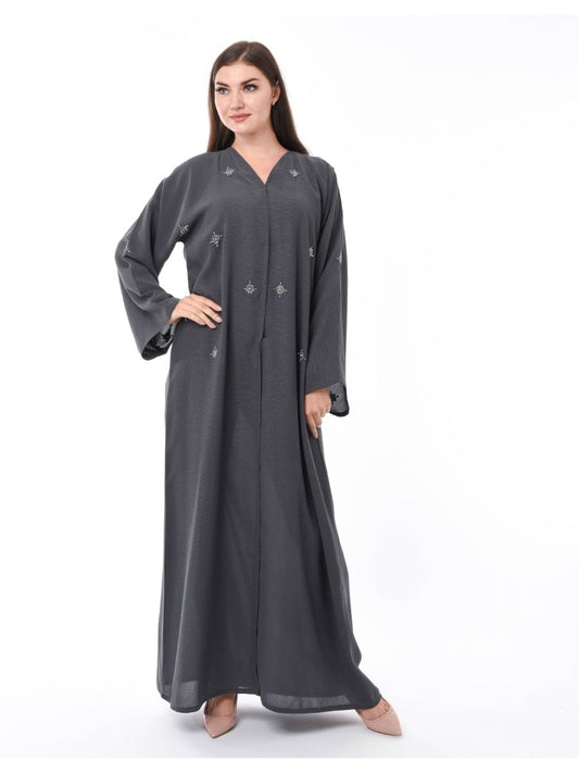 Grey Abaya with Hand Embroidery (6701408125112)