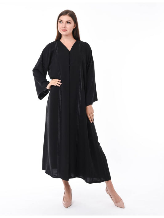 Black Plain Abaya with Embroidery (6701408157880)