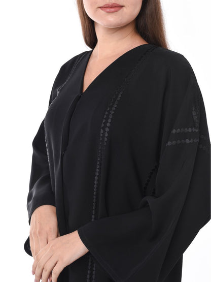 MOiSTREET Black Plain Abaya with Embroidery (6701408157880)