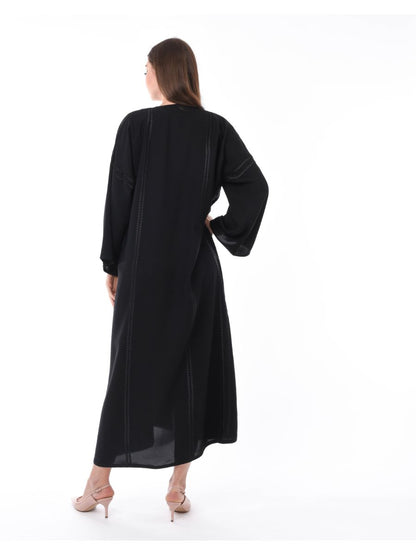 MOiSTREET Black Plain Abaya with Embroidery (6701408157880)