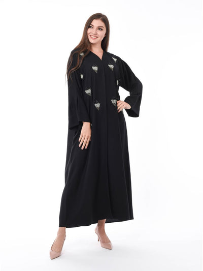 Shop Black Crepe Abaya with Hand Embroidery (6701408288952)