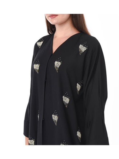 MOiSTREET Black Crepe Abaya with Hand Embroidery (6701408288952)