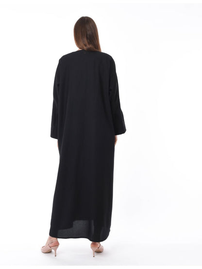 MOiSTREET Black Crepe Abaya with Hand Embroidery (6701408288952)