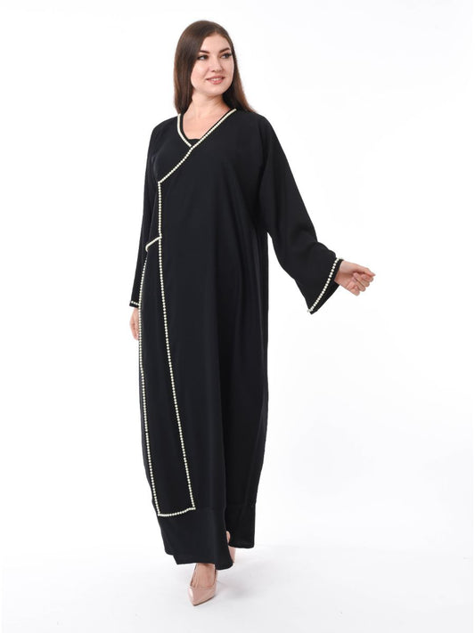 Shop Black Abaya with Hand Pearl Work (6701408321720)