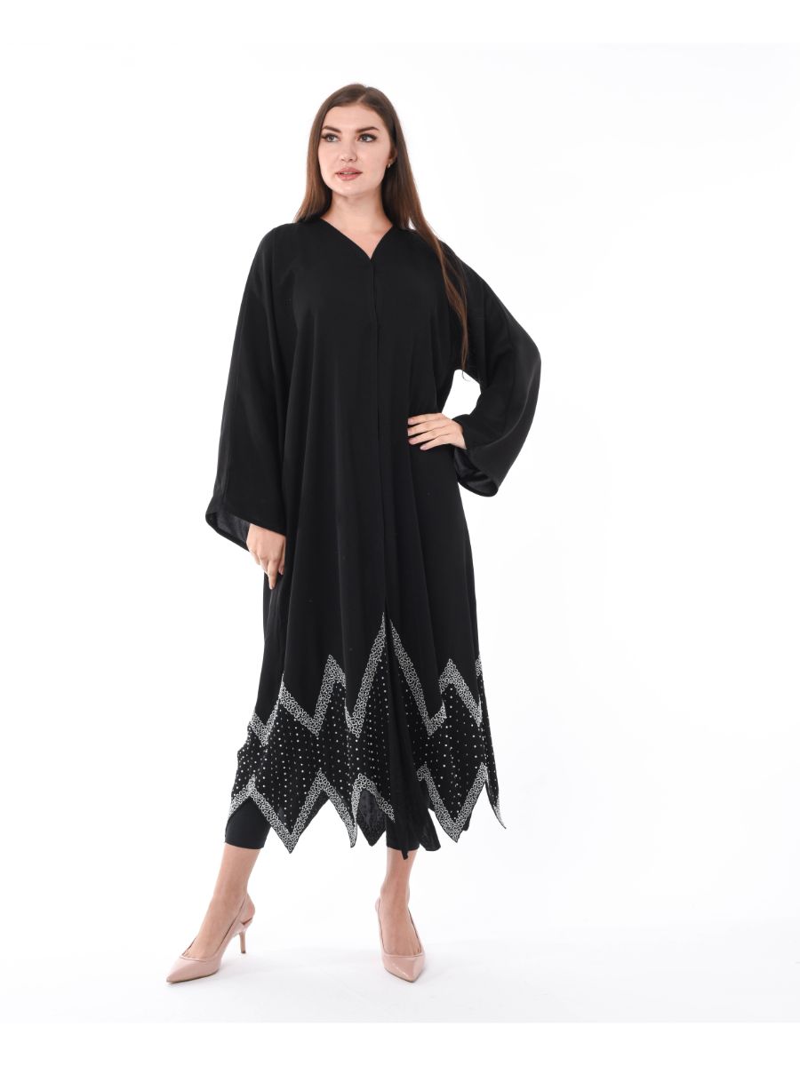 Shop Bottom Embellished Abaya with Hand Embroidery (6701408420024)