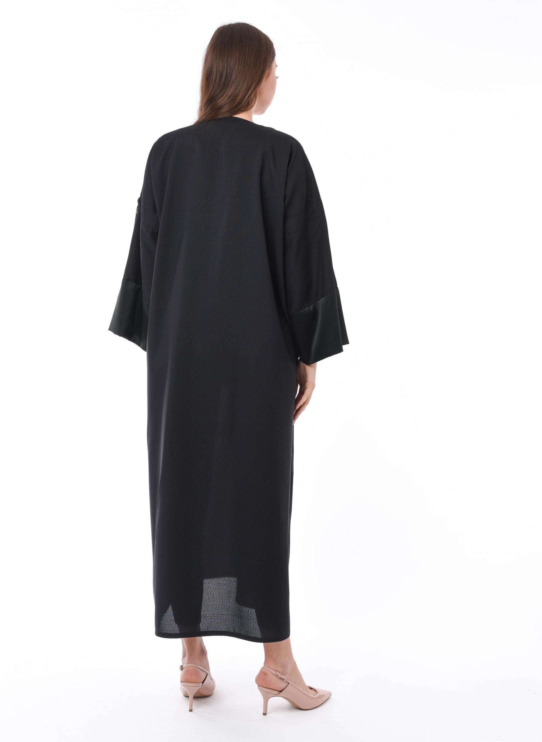 MOiSTREET Black Abaya with Pocket and Zip Detailing (6701408485560)