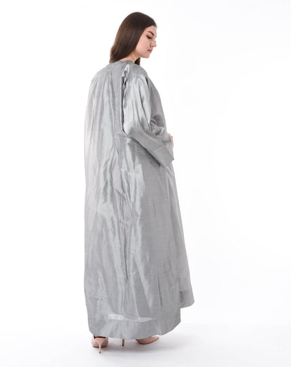 MOiSTREET Grey two piece Abaya With Skirt (6701408518328)