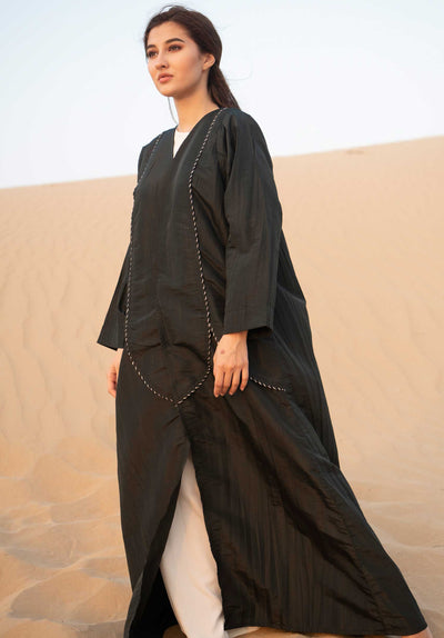 Black Abaya With Threadwork (6701416349880)