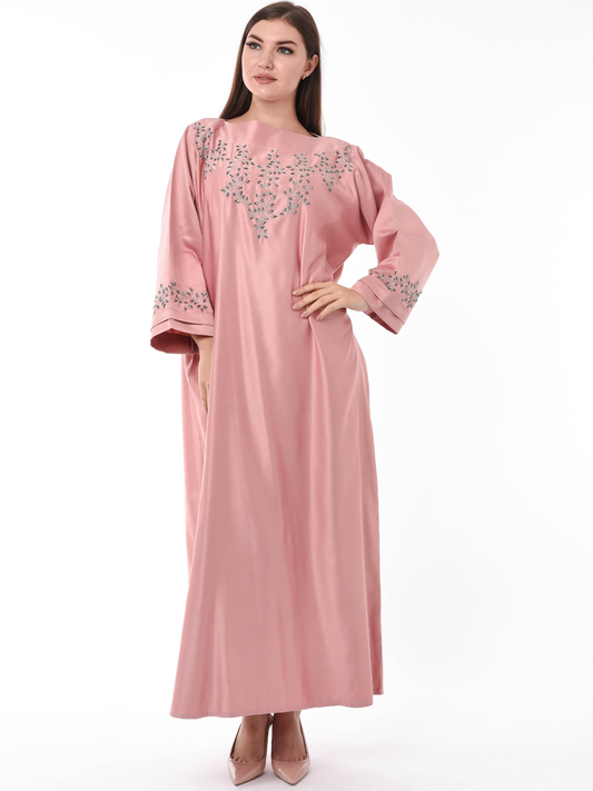 MOiSTREET Pink Kaftan with Hand Embroidery Work (6701407043768)