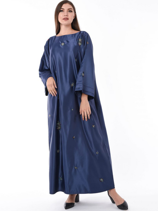 MOiSTREET Navy Kaftan with Hand Embroidery (6701406650552)