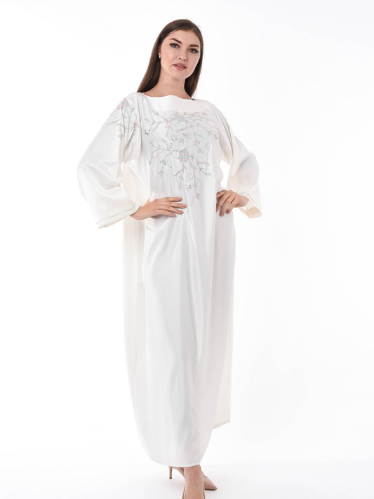 MOiSTREET White Kaftan with Hand Embroidery (6701406879928)