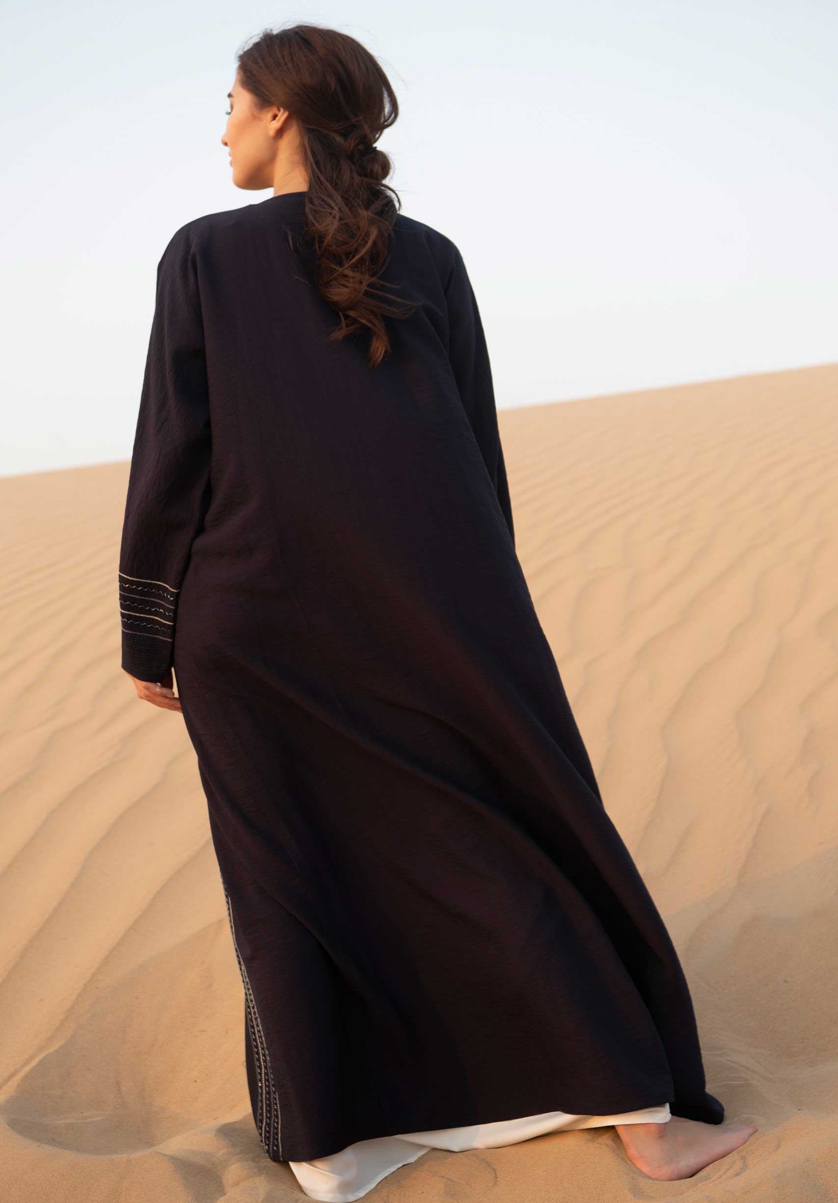 MOiSTREET Blue Abaya With Hand Embroidery (6701416546488)