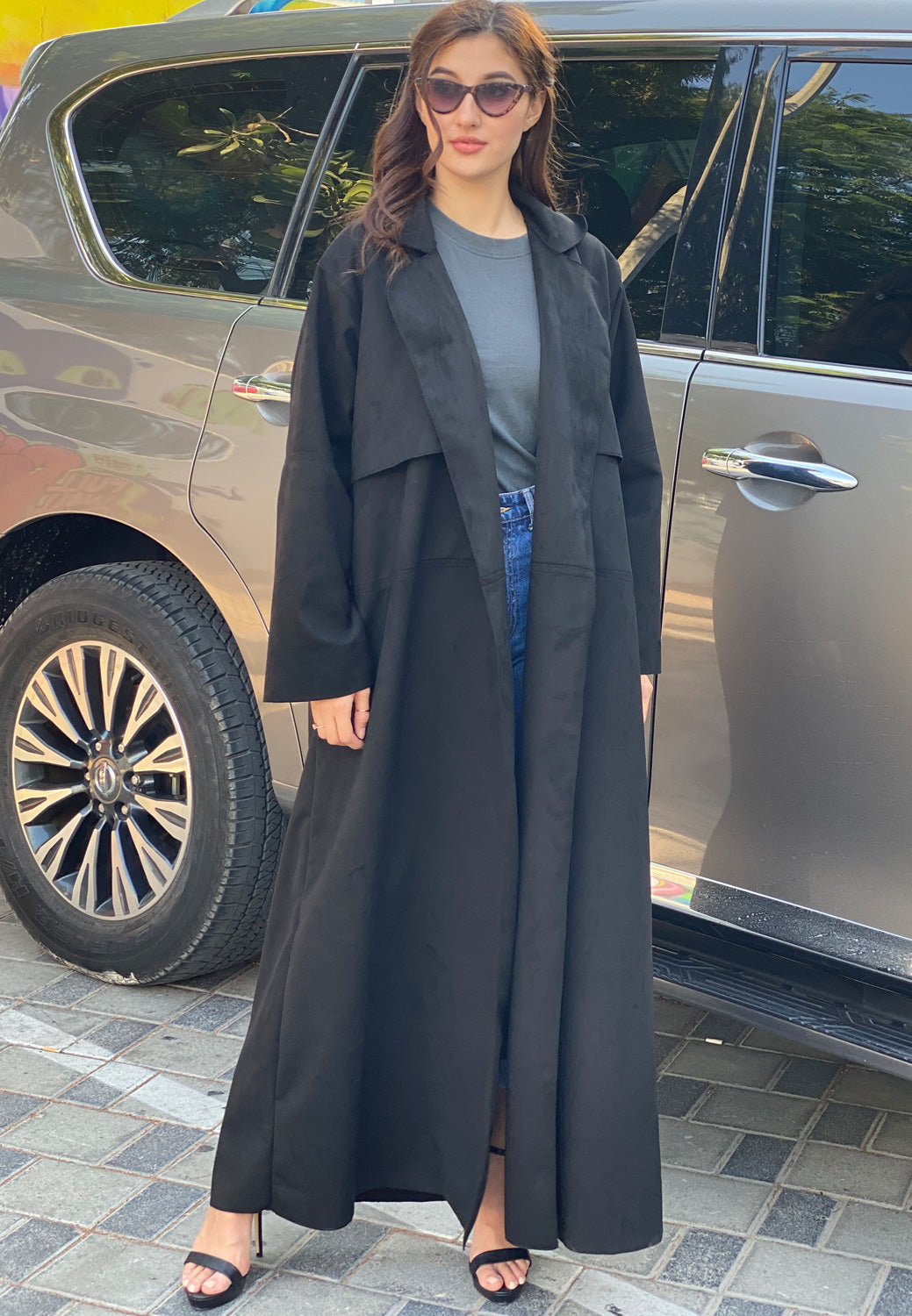 MOiSTREET Casual Coat style Black Abaya (6701415989432)