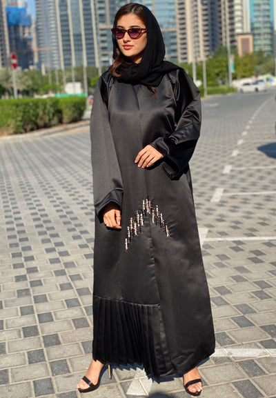 MOiSTREET Black Abaya with Embellishment (6701415891128)