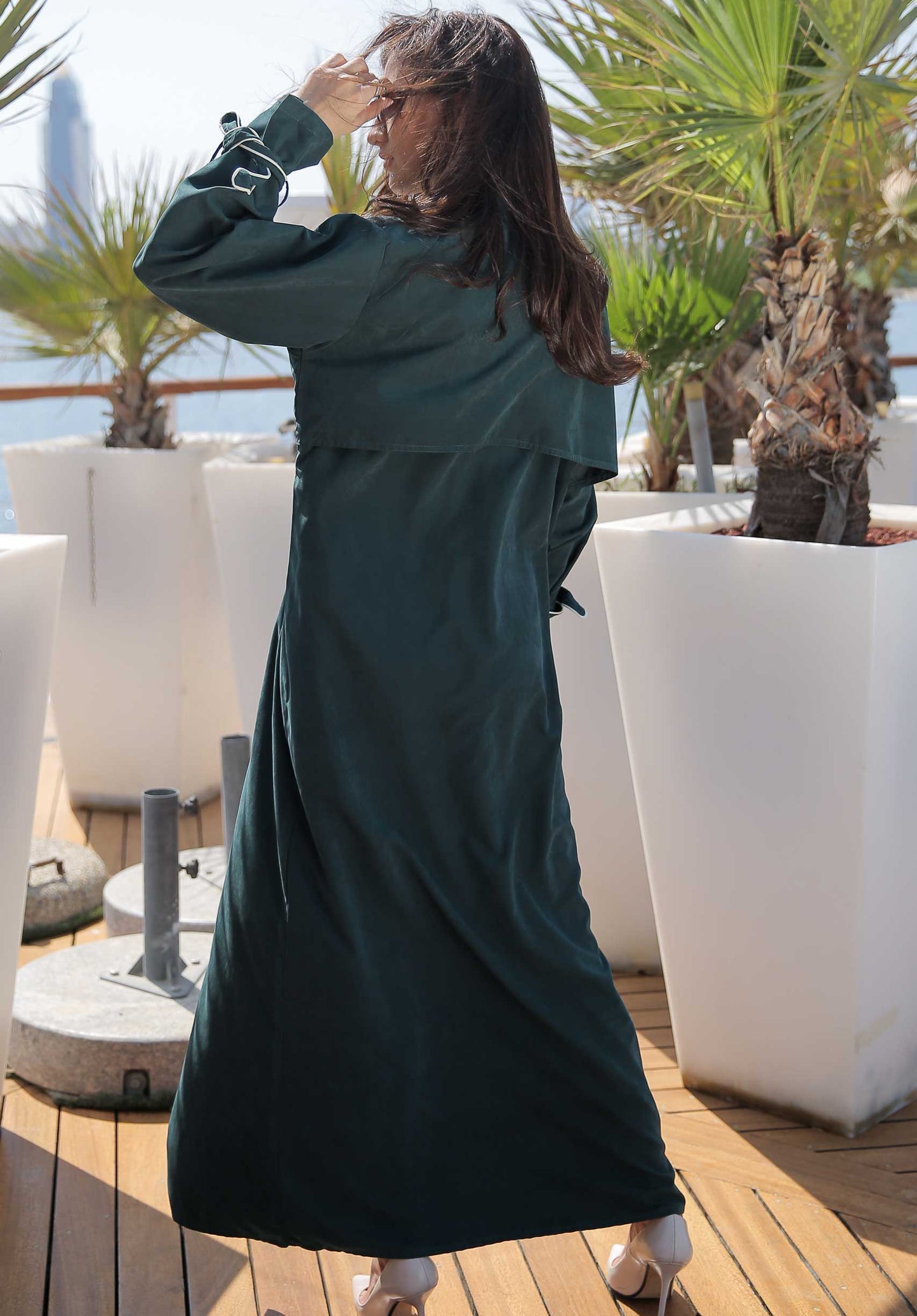 MOiSTREET Green Coat Style Casual Abaya (6701414973624)