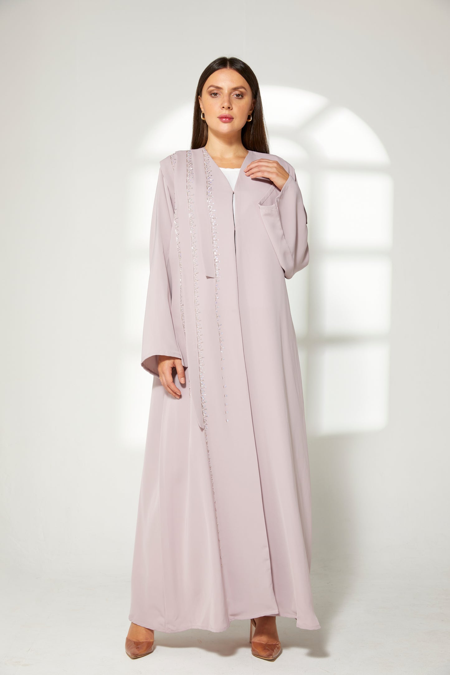 MOiSTREET Lavender Korean Nida  Embroidered Abaya (7822681702627)