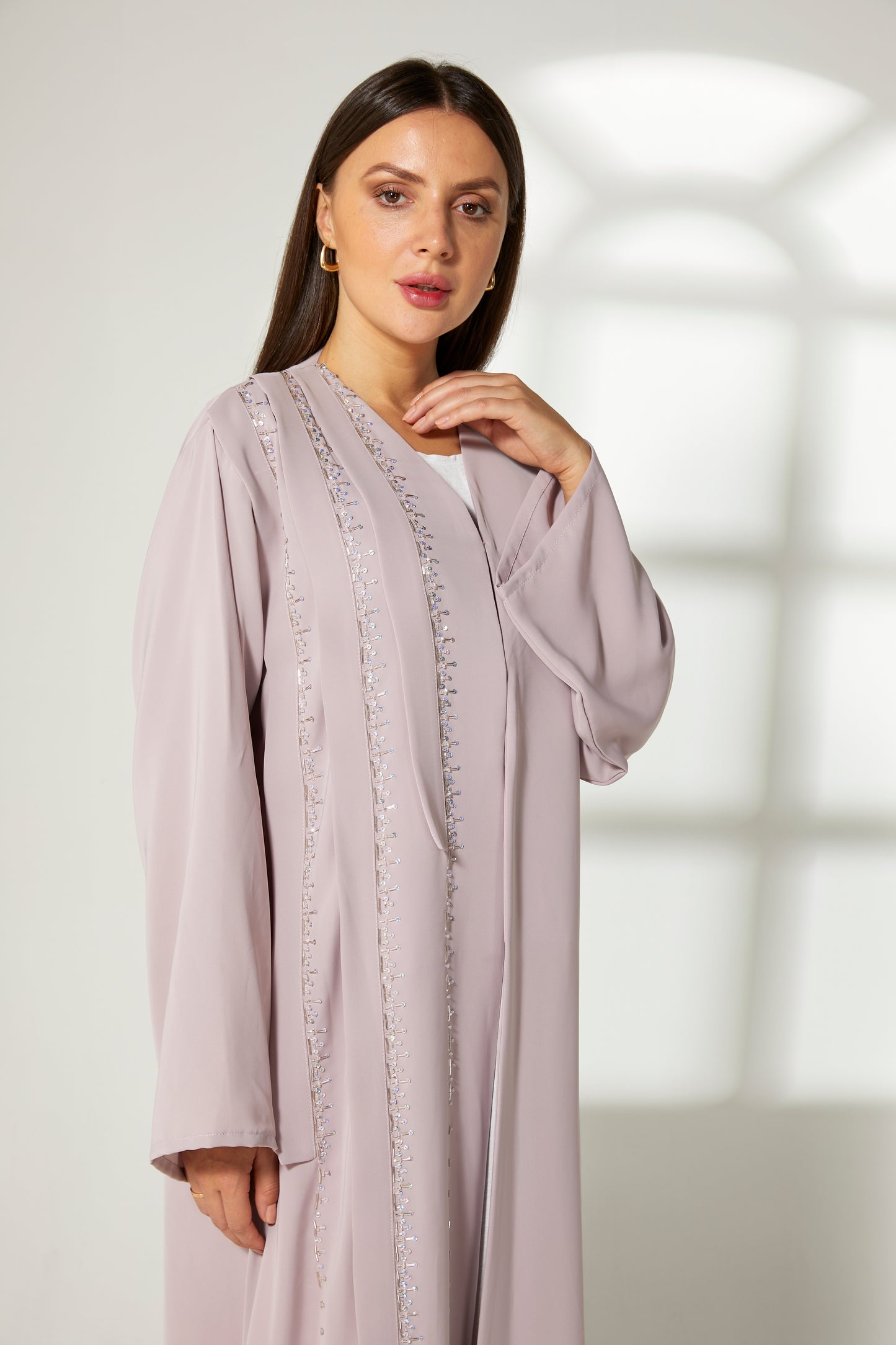 MOiSTREET Lavender Korean Nida  Embroidered Abaya (7822681702627)