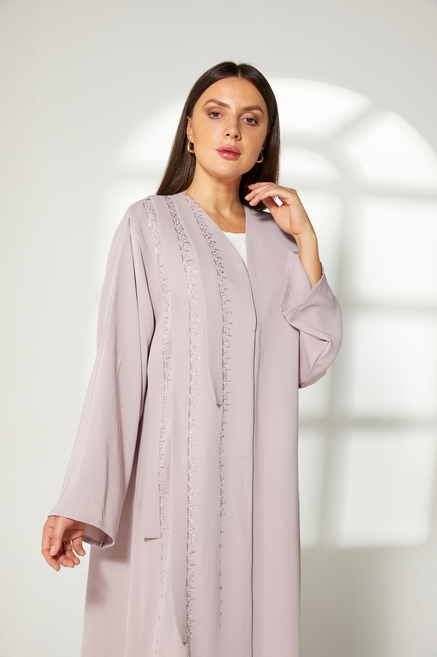 MOiSTREET Lavender Korean Nida  Embroidered Abaya (7822681702627)