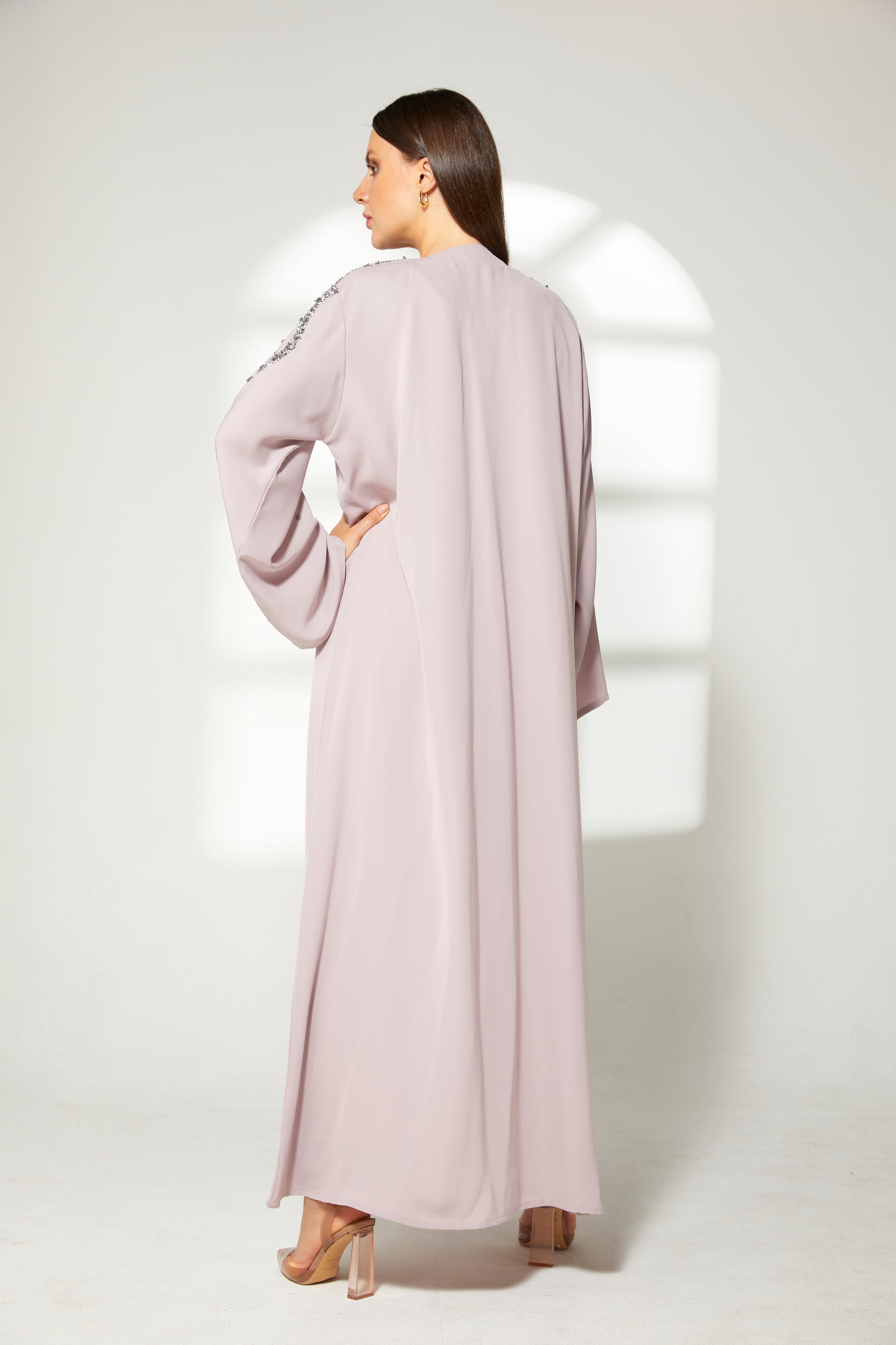 MOiSTREET Lavender Korean Nida  Embroidered Abaya (7822673543395)