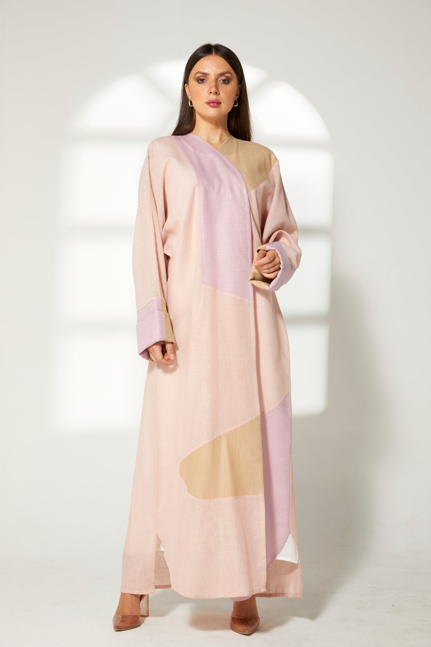 MOiSTREET Multicolor Linen Embroidery Abaya (7822625767651)