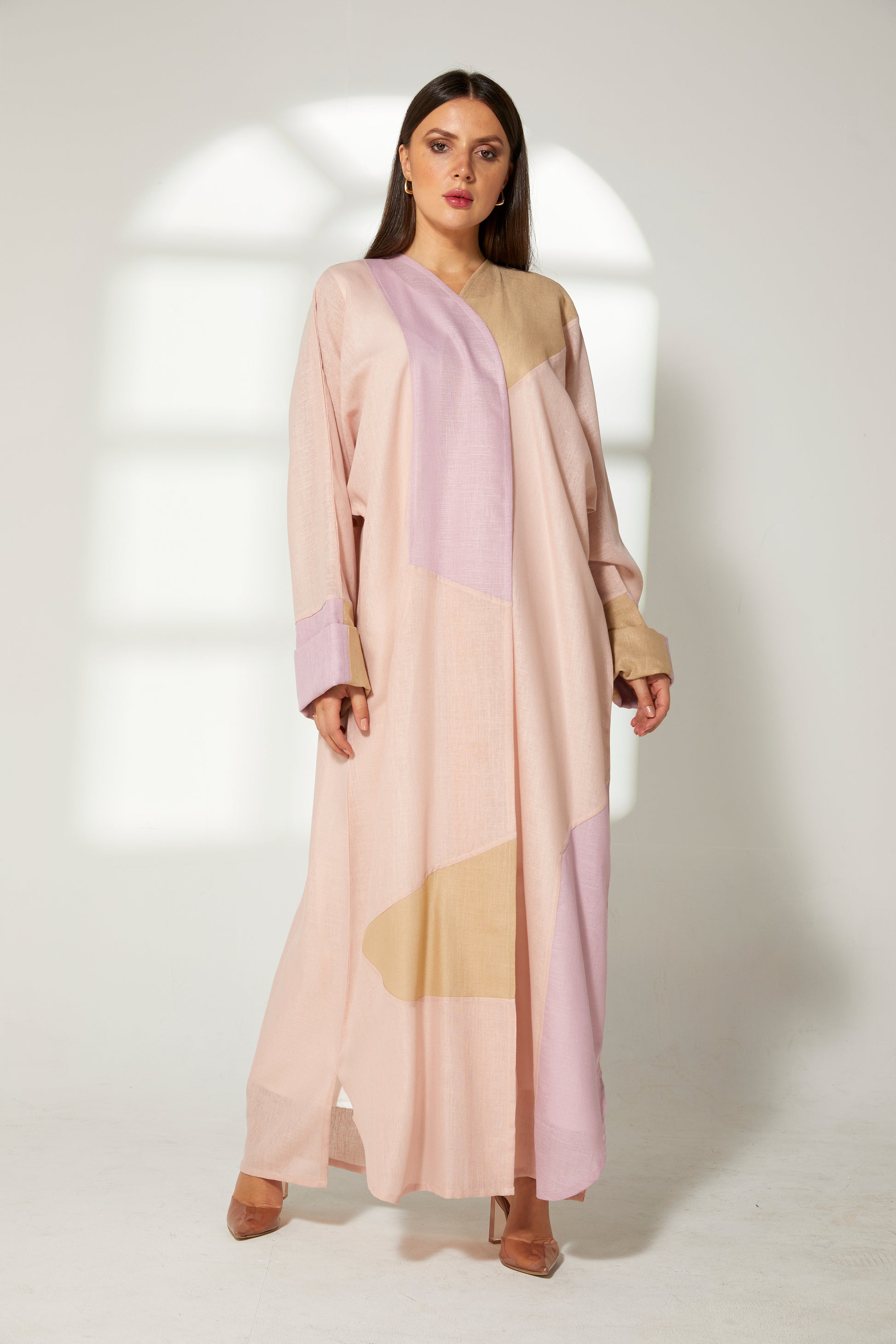 MOiSTREET Multicolor Linen Embroidery Abaya (7822625767651)