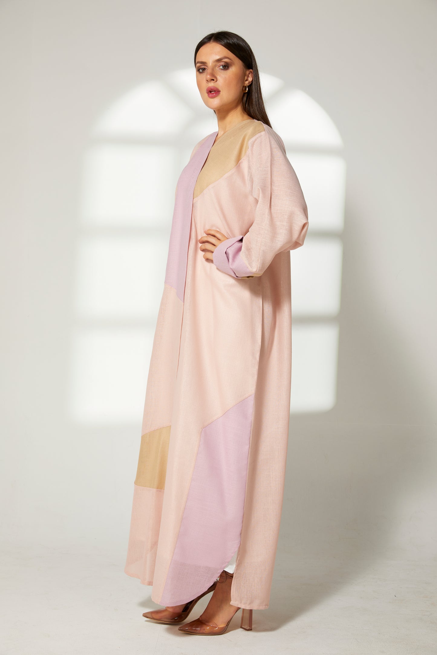 MOiSTREET Multicolor Linen Embroidery Abaya (7822625767651)