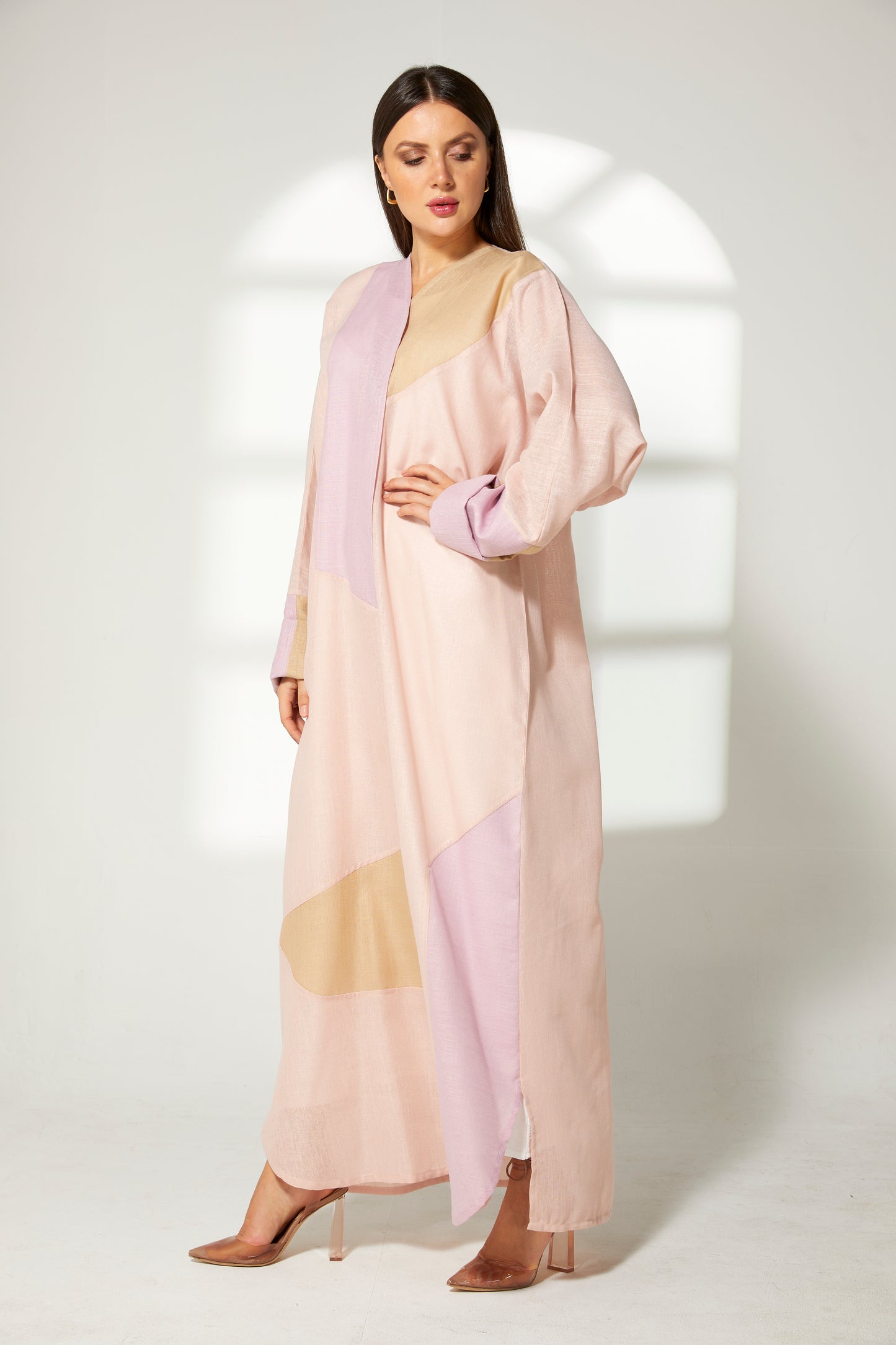 MOiSTREET Multicolor Linen Embroidery Abaya (7822625767651)