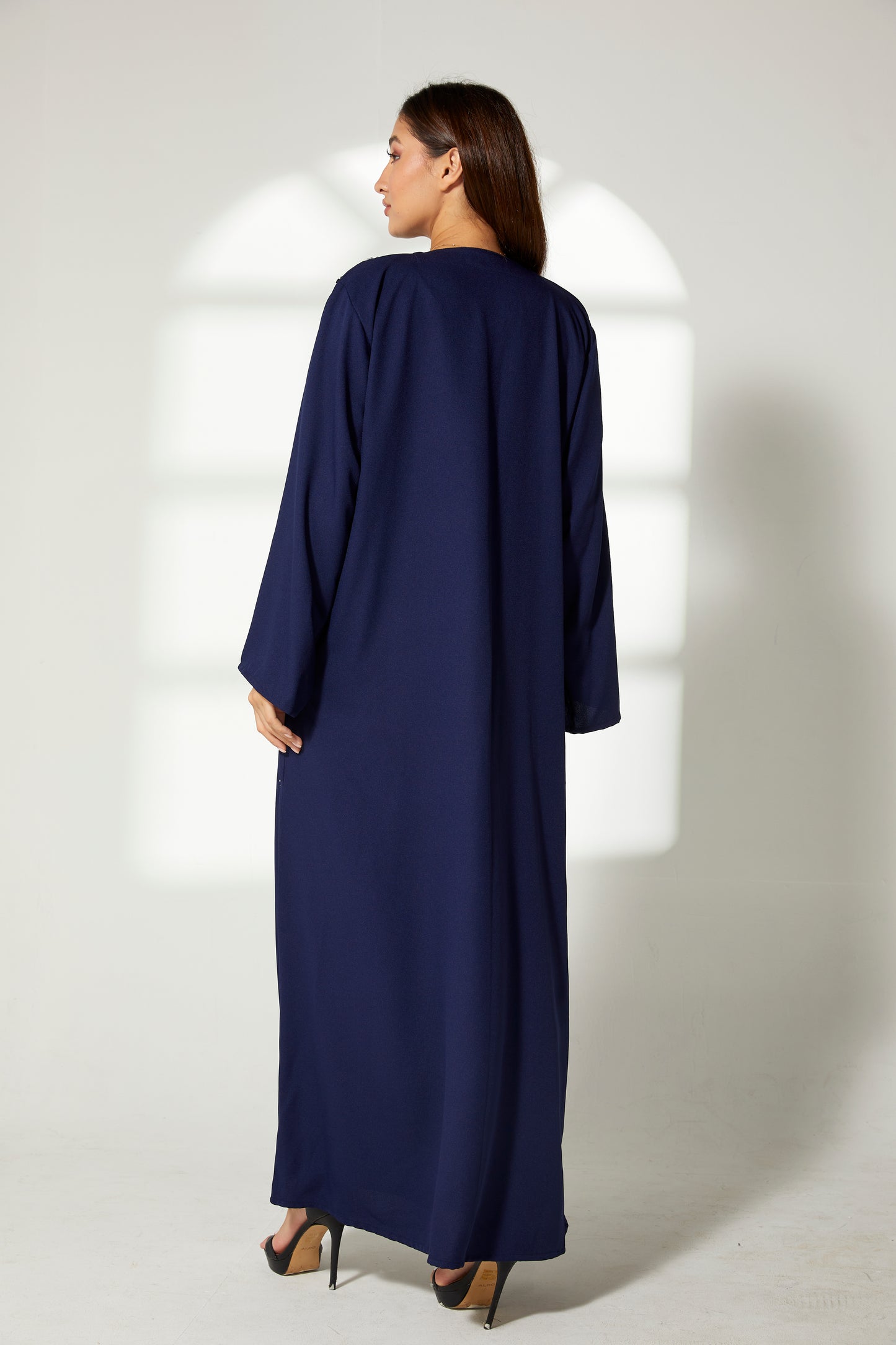 MOiSTREET Blue Korean Crepe Embroidery Abaya (7822573666531)